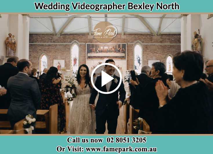 Bride and Groom walking at the aisle Bexley North NSW 2207